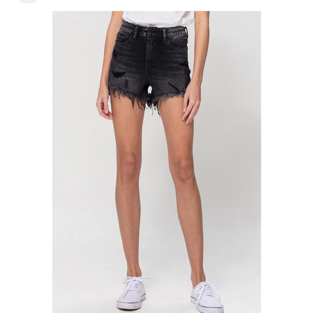 Flying Monkey Black High Waist Distressed Shorts